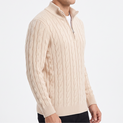 Men's Zip Jumper – Half-Zip Trucker Knit Zip Collar Winter