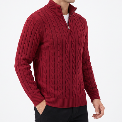 Men's Zip Jumper – Half-Zip Trucker Knit Zip Collar Winter