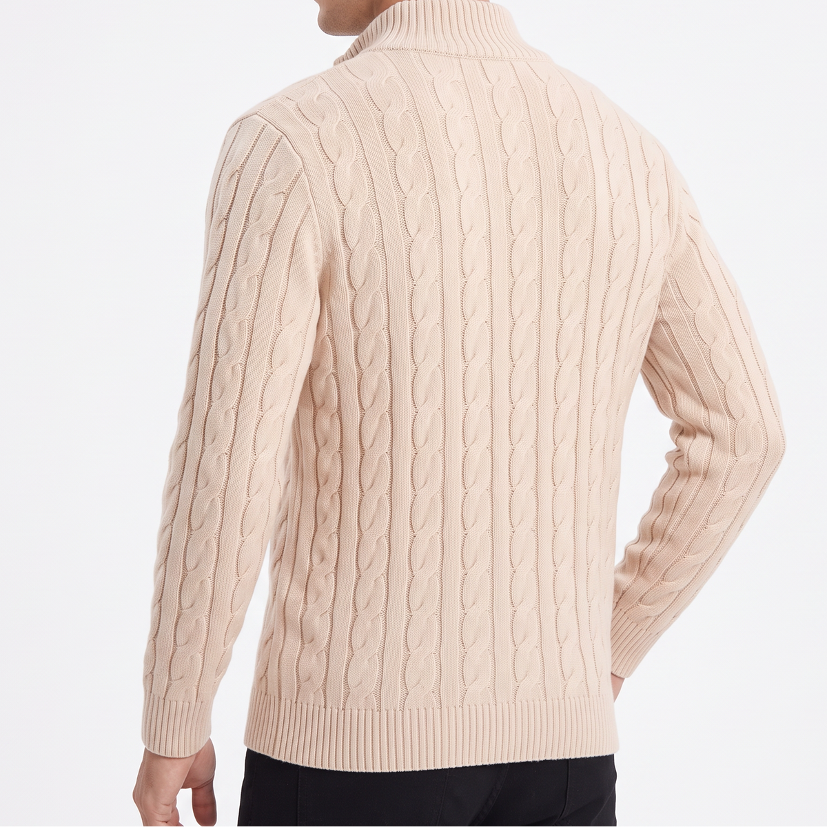 Men's Zip Jumper – Half-Zip Trucker Knit Zip Collar Winter