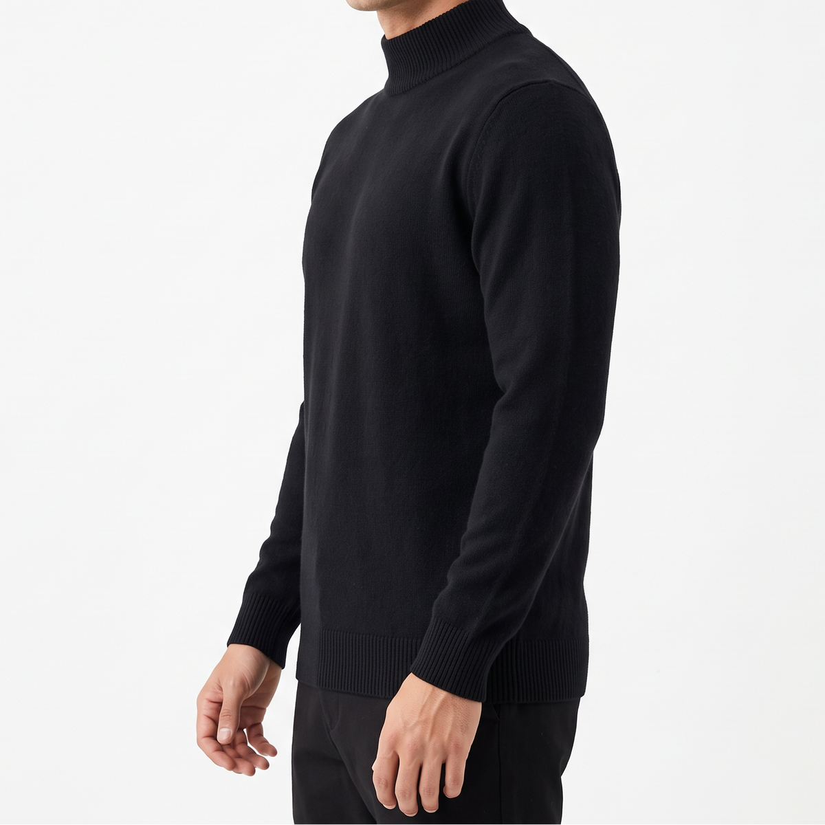 Men's High-Neck Jumper – Classic Warm Knit Autumn Winter