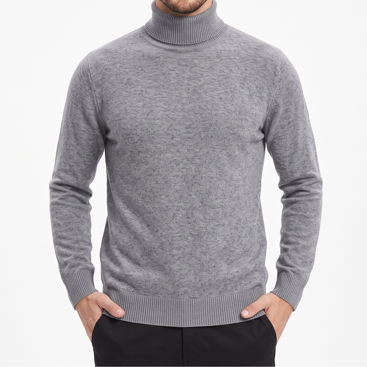 Men's High-Neck Jumper – Classic Warm Knit Autumn Winter