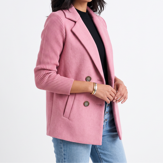 Women's Double-Breasted Blazer - Tailored Work Jacket with a Timeless Chic Fit