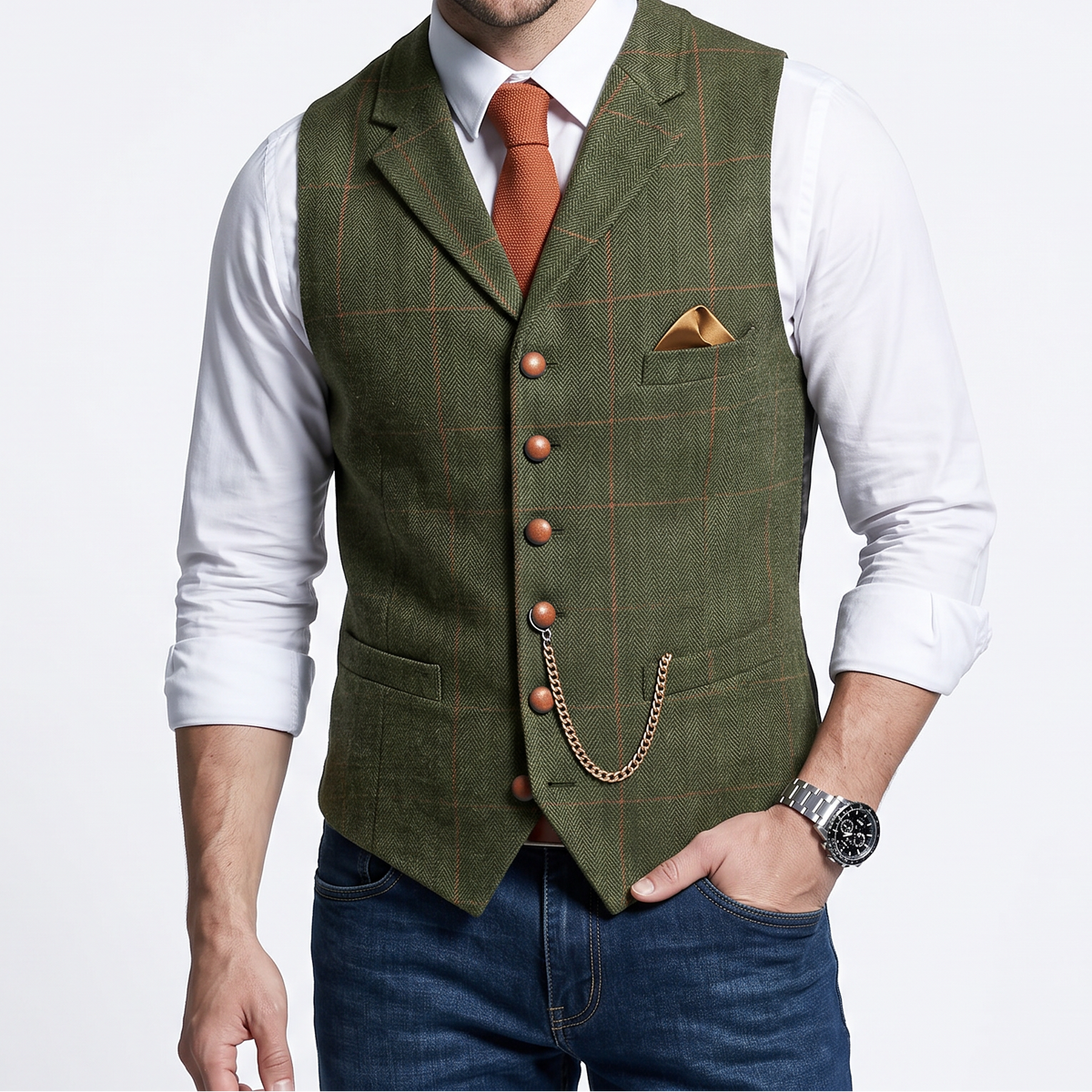 Men's Suit Waistcoat – Slim Fit Buttoned Sleeveless