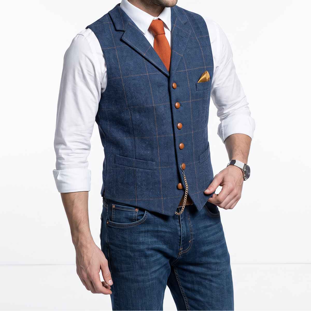 Men's Suit Waistcoat – Slim Fit Buttoned Sleeveless