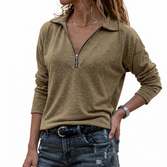 Pull Femme Col Zippé – Maille Douce et Chaude Hiver