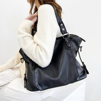 Women's Faux Leather Handbag with Compartments – School Bag