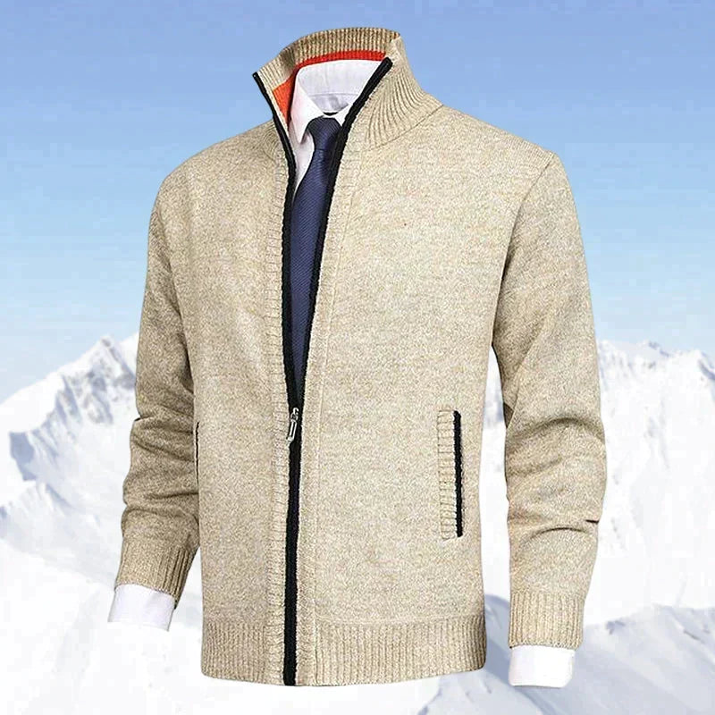 Men's Zip Cardigan – Stand Collar with Pockets