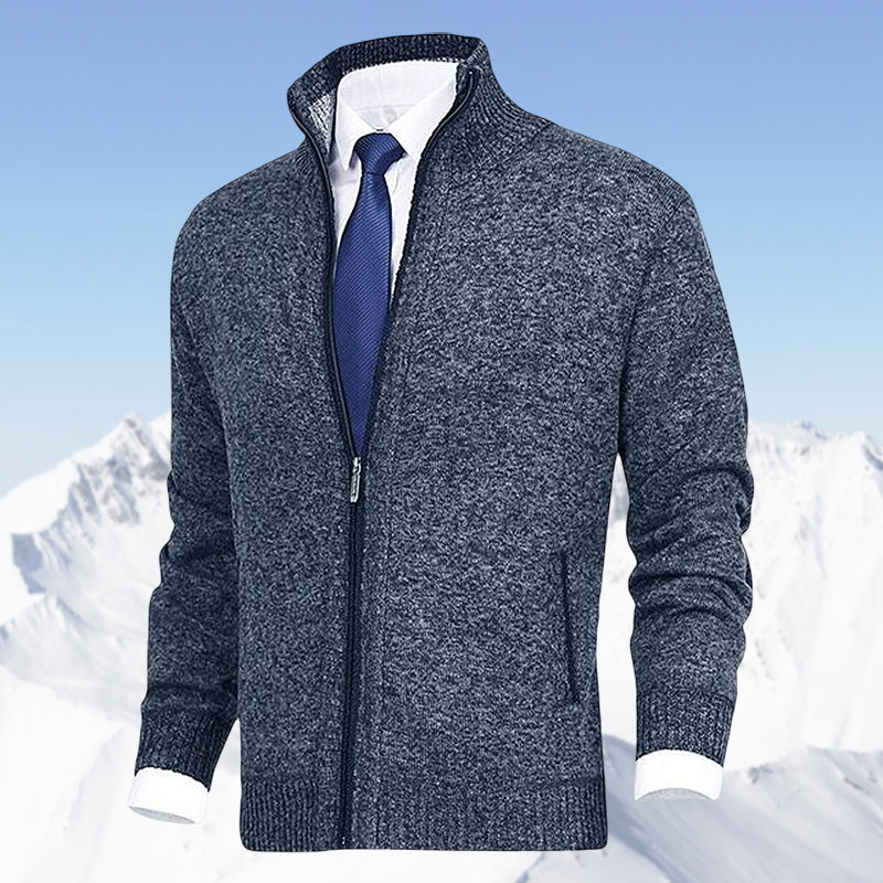 Men's Zip Cardigan – Stand Collar with Pockets