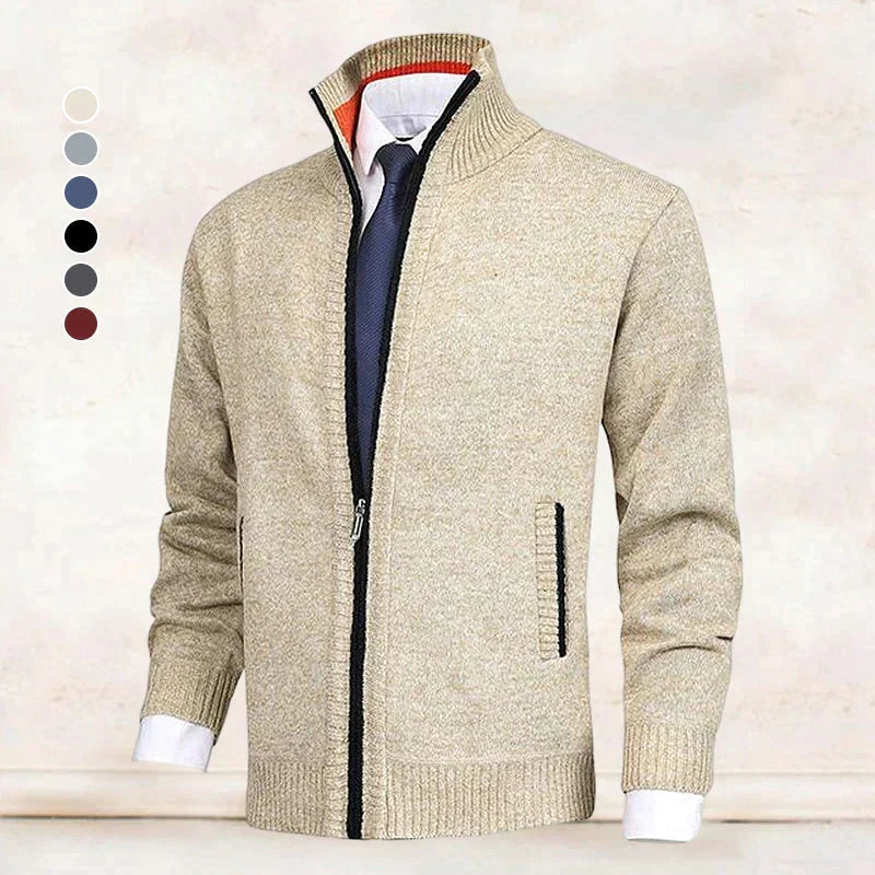 Men's Zip Cardigan – Stand Collar with Pockets