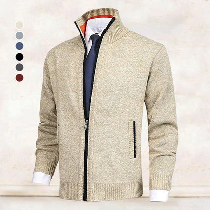Men's Zip Cardigan – Stand Collar with Pockets
