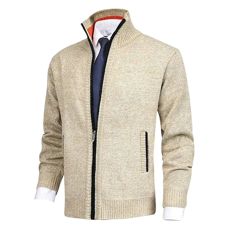 Men's Zip Cardigan – Stand Collar with Pockets