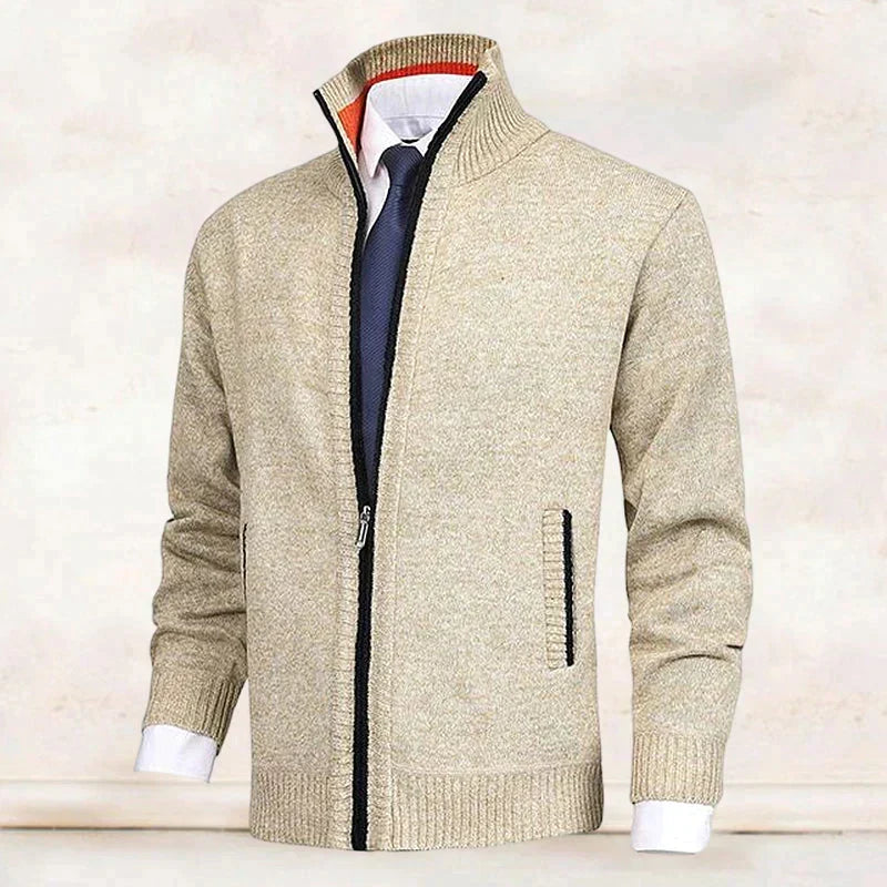 Men's Zip Cardigan – Stand Collar with Pockets
