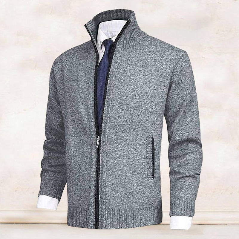 Men's Zip Cardigan – Stand Collar with Pockets