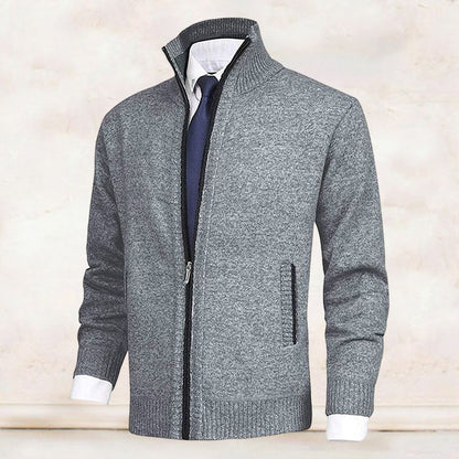 Men's Zip Cardigan – Stand Collar with Pockets