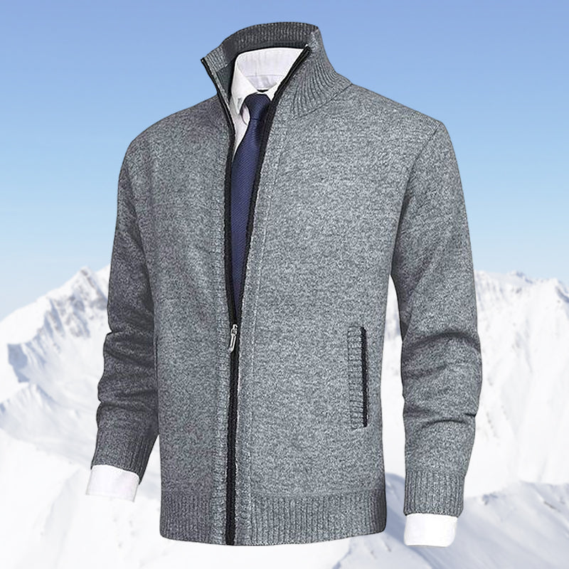 Men's Zip Cardigan – Stand Collar with Pockets