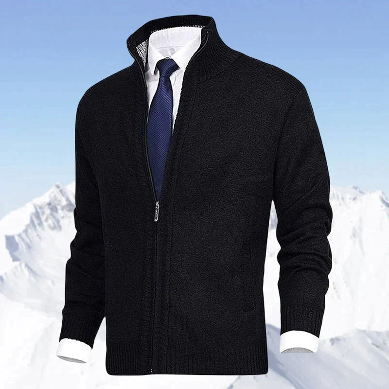 Men's Zip Cardigan – Stand Collar with Pockets