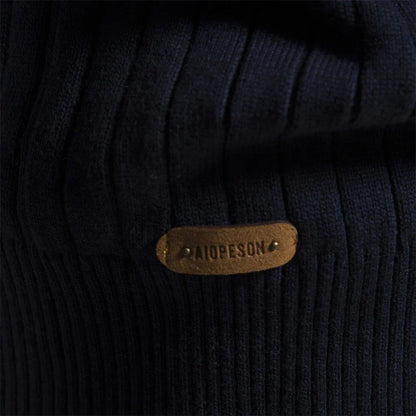Men's Ribbed Half-Zip Sweater – Stand Collar Fine Knit