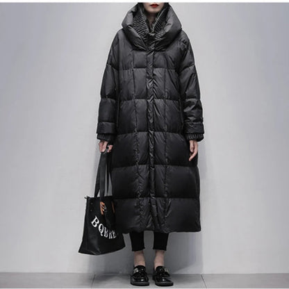 Women's Oversized Puffer Coat – Long Hooded Winter