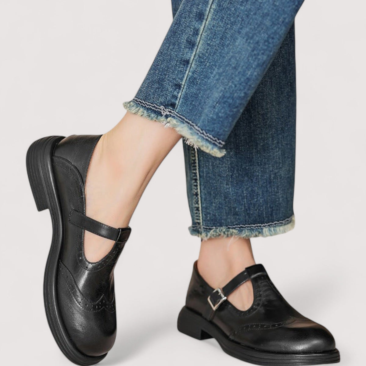 Chaussures Mary Jane Femme Richelieu – Semelle Épaisse à Bride