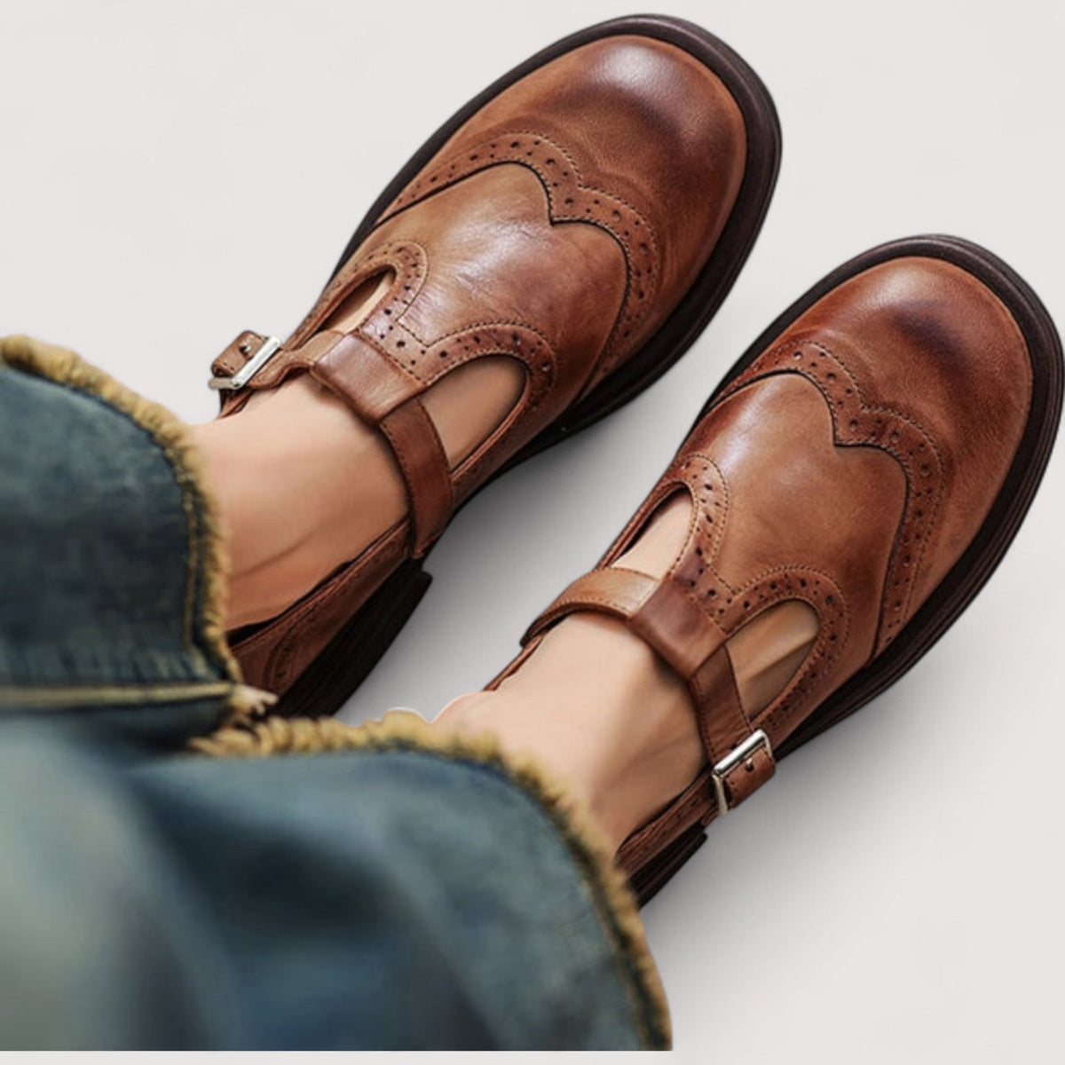 Chaussures Mary Jane Femme Richelieu – Semelle Épaisse à Bride