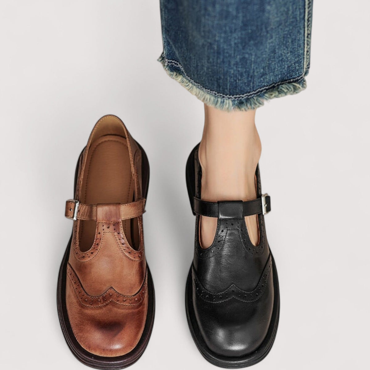 Chaussures Mary Jane Femme Richelieu – Semelle Épaisse à Bride