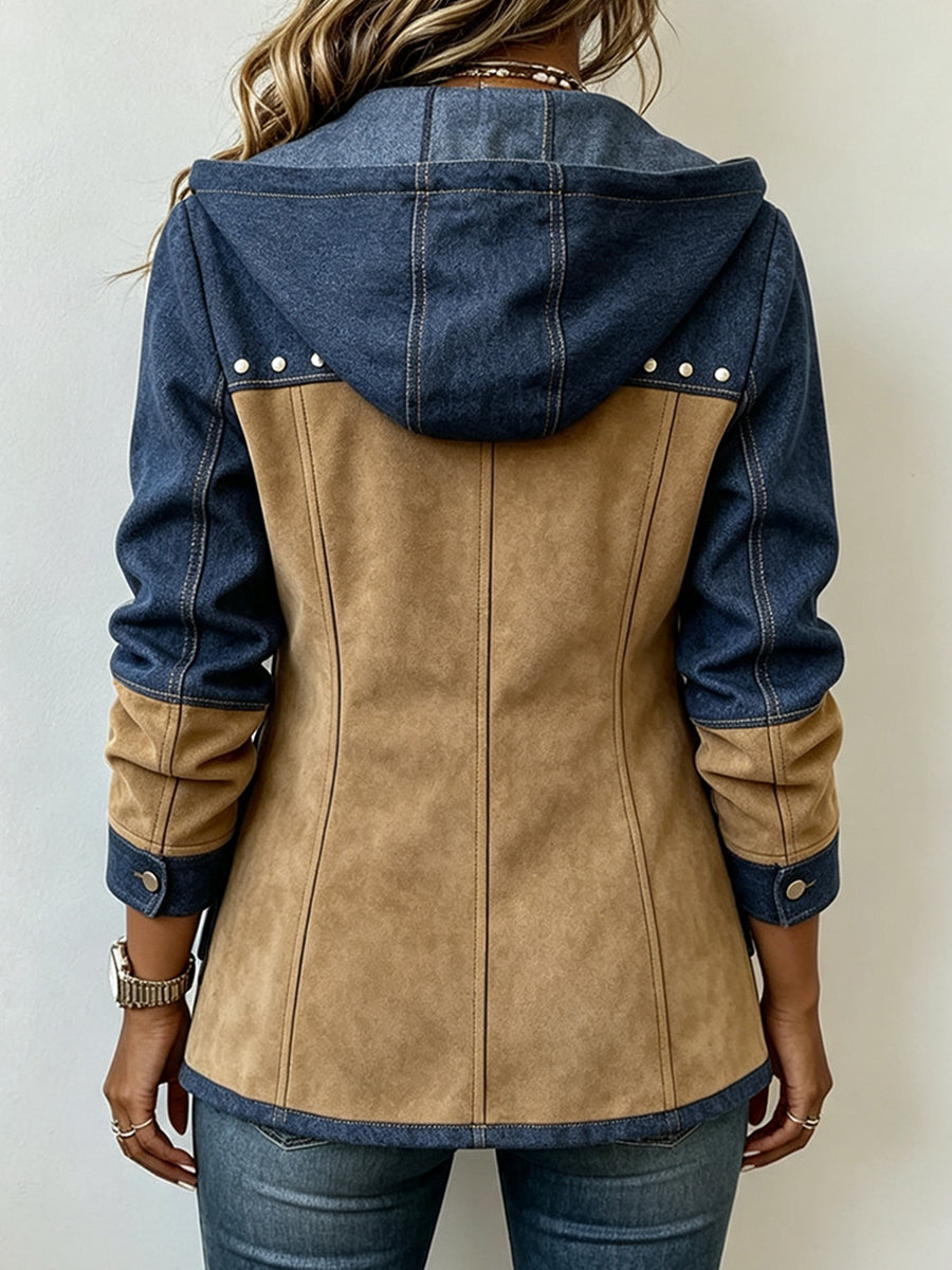 Women's Two-Tone Hooded Jacket – Windproof Transitional Jacket