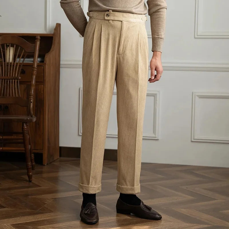 Men's Corduroy Trousers – Pleated Autumn Winter