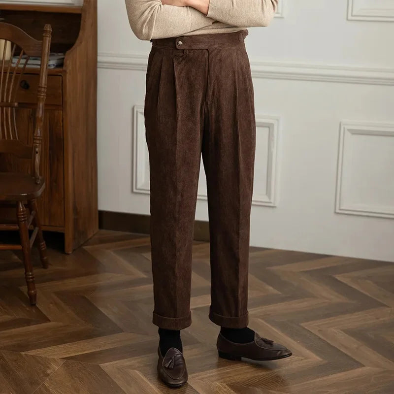 Men's Corduroy Trousers – Pleated Autumn Winter