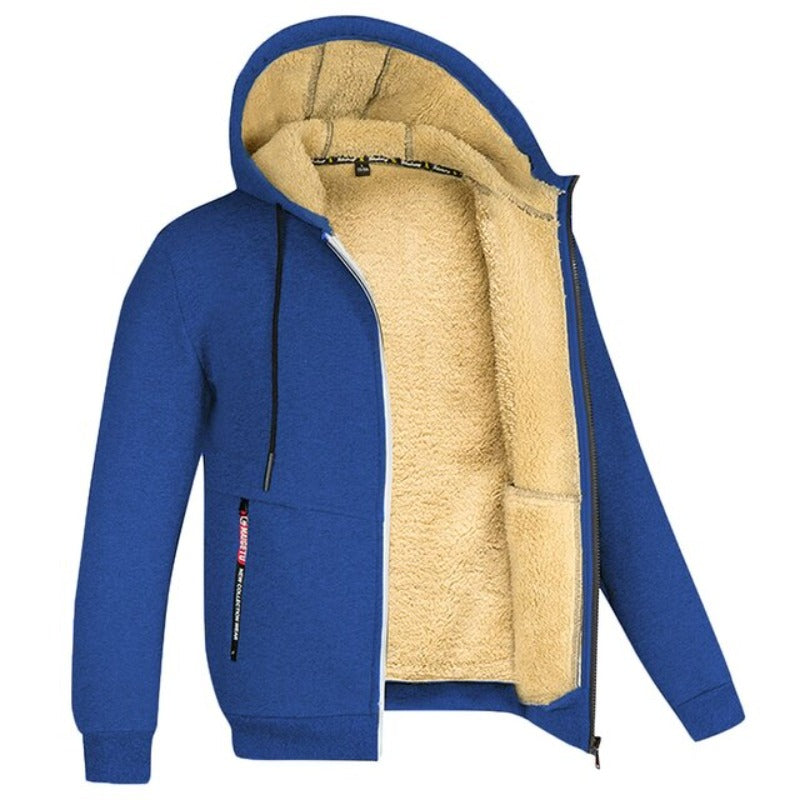 Men's Sherpa-Style Lined Hooded Jacket – Zipped Warm Winter