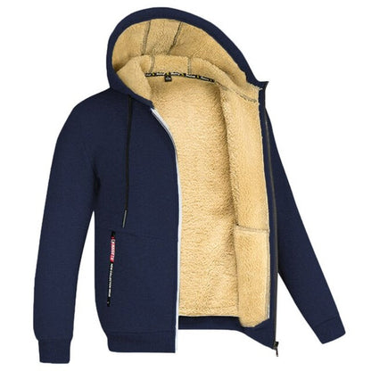 Men's Sherpa-Style Lined Hooded Jacket – Zipped Warm Winter