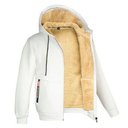 Men's Sherpa-Style Lined Hooded Jacket – Zipped Warm Winter