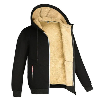 Men's Sherpa-Style Lined Hooded Jacket – Zipped Warm Winter