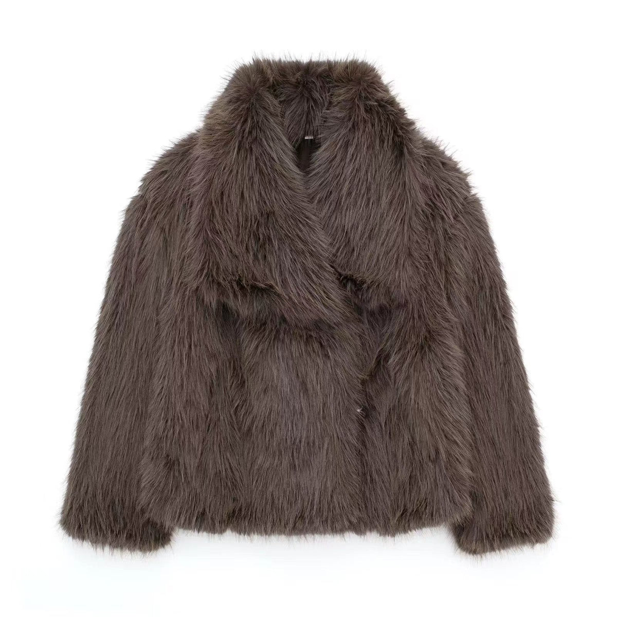 Women's Faux Fur Jacket – Oversized Shaggy Faux Fur Cropped Coat