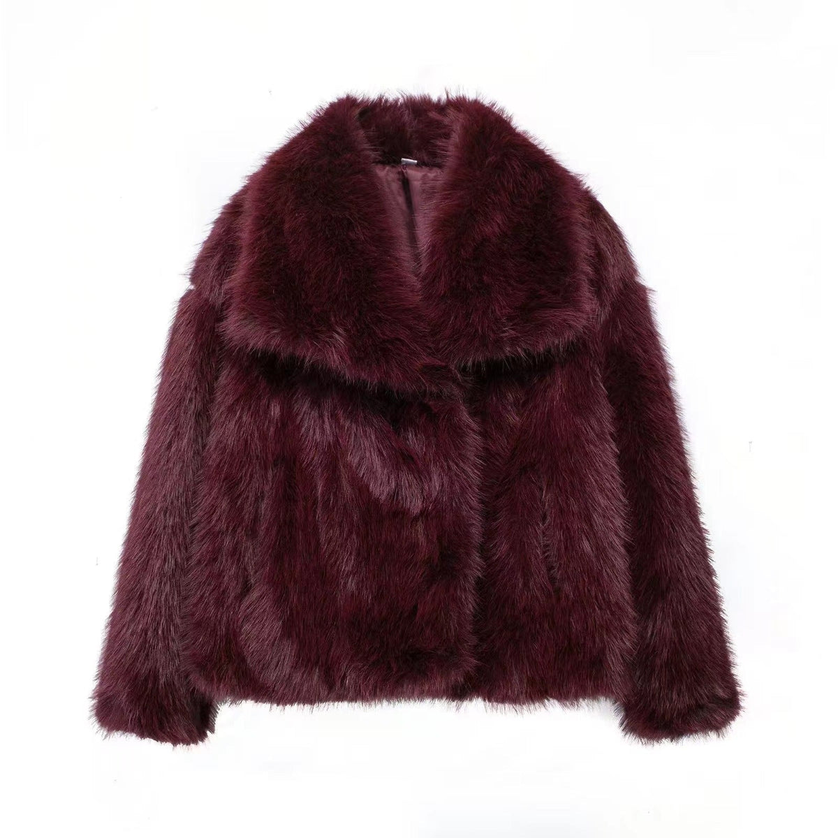Women's Faux Fur Jacket – Oversized Shaggy Faux Fur Cropped Coat