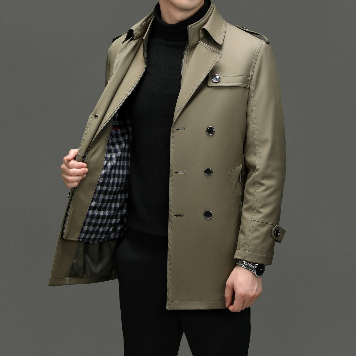Men's Premium Winter Trench Coat With Removable Inner Jacket