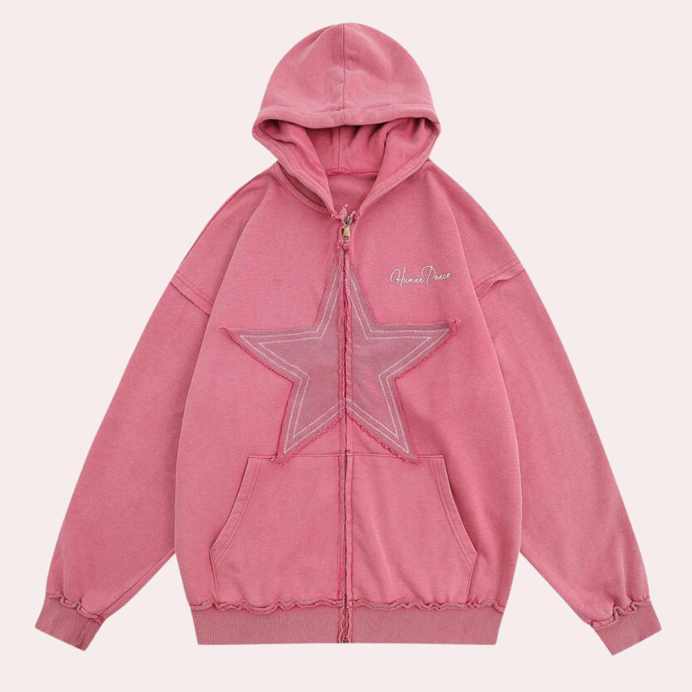Sweat Zippé Oversize Femme Étoile – Veste Sweat à Capuche