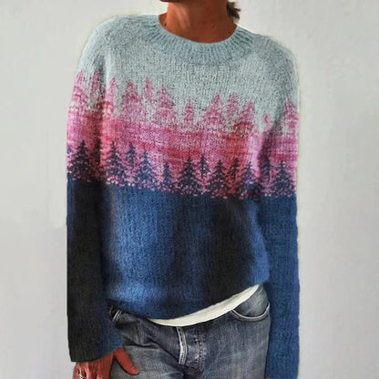 Women's Oversized Jacquard Sweater in Blue