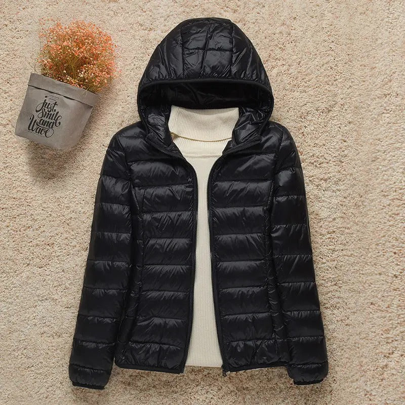 Women's Lightweight Puffer – Hooded Zipped Plus Sizes