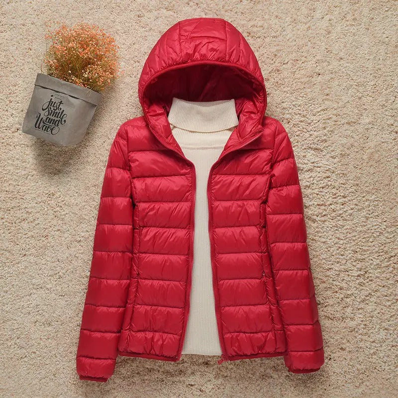 Women's Lightweight Puffer – Hooded Zipped Plus Sizes