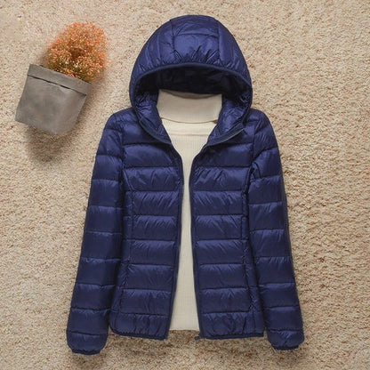 Women's Lightweight Puffer – Hooded Zipped Plus Sizes
