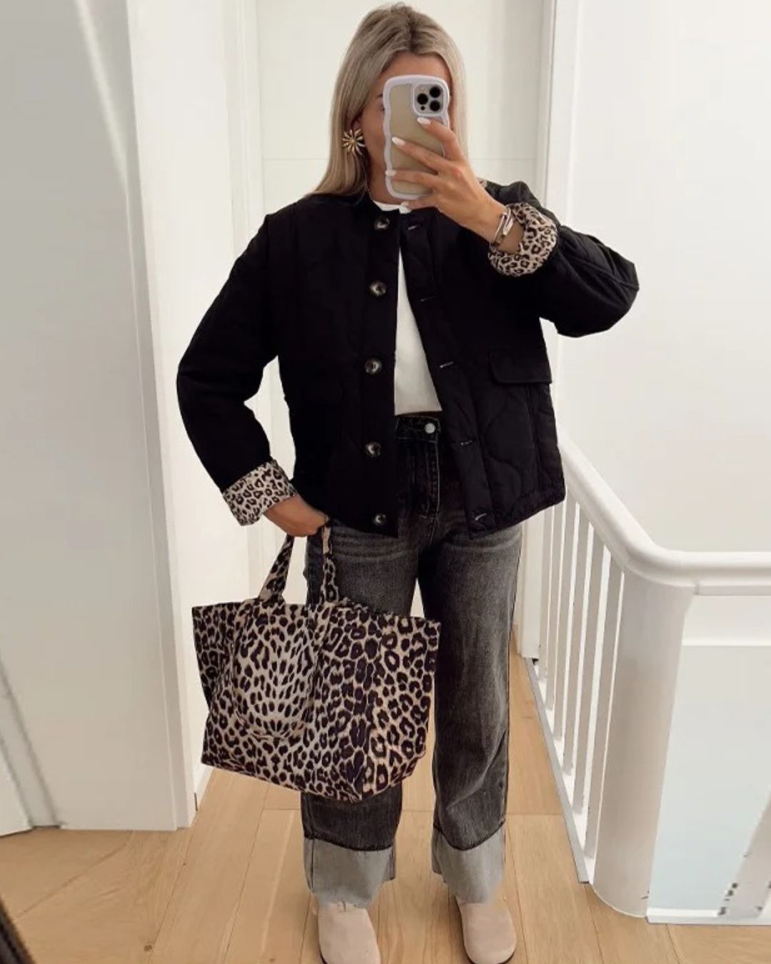 Women's Leopard Lined Blazer Jacket – Chic Fitted Jacket