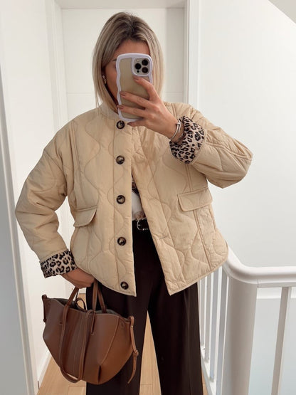 Women's Leopard Lined Blazer Jacket – Chic Fitted Jacket