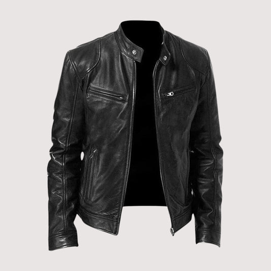 Men's Faux-Leather Jacket – Zipped Autumn