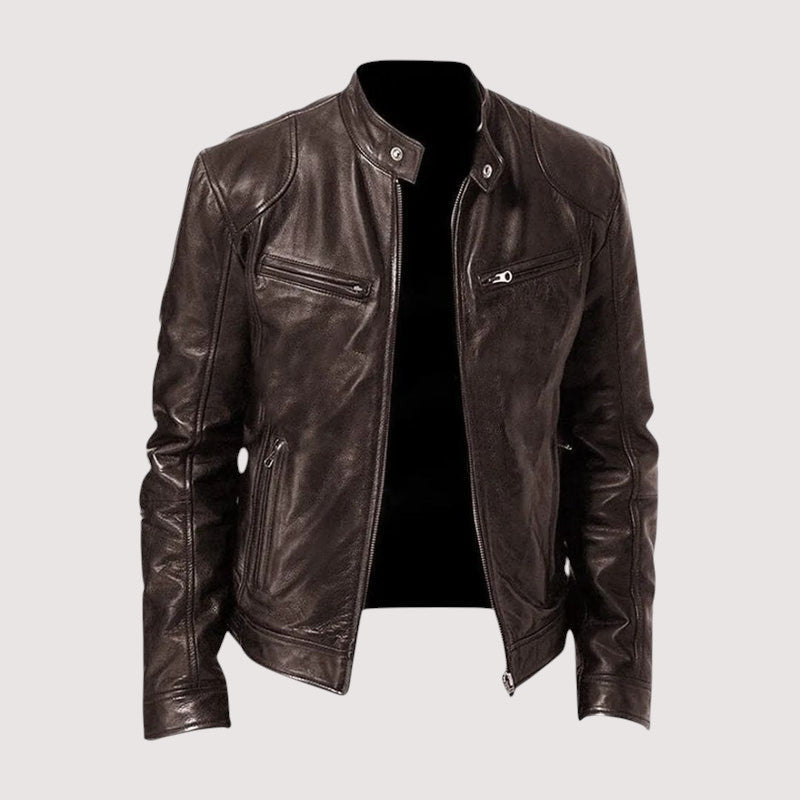 Men's Faux-Leather Jacket – Zipped Autumn