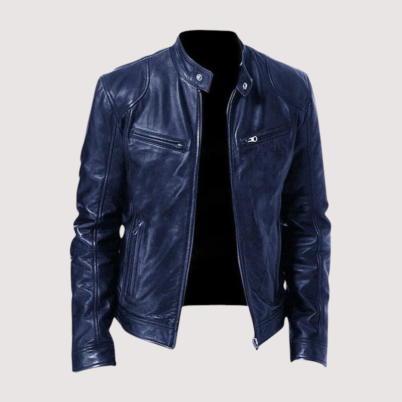 Men's Faux-Leather Jacket – Zipped Autumn