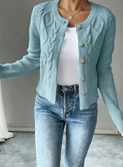 Women's Cropped Cable Knit Cardigan