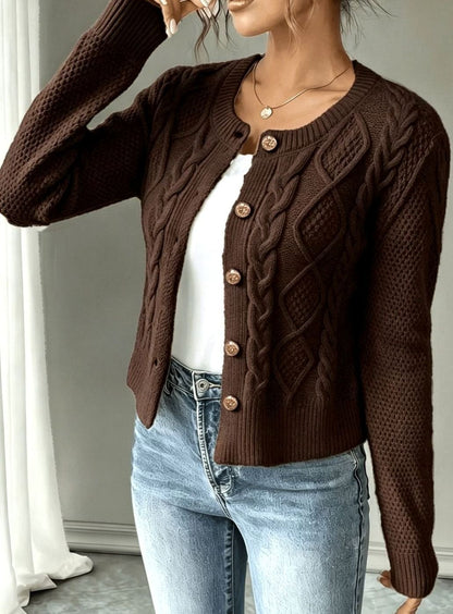 Women's Cropped Cable Knit Cardigan