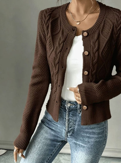 Women's Cropped Cable Knit Cardigan