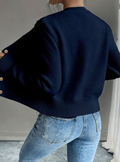 Women's Cropped Cable Knit Cardigan