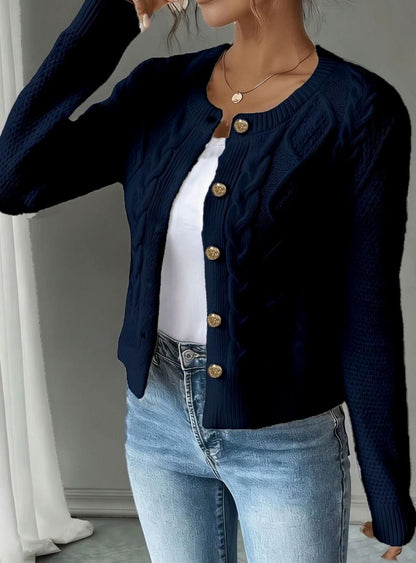 Women's Cropped Cable Knit Cardigan
